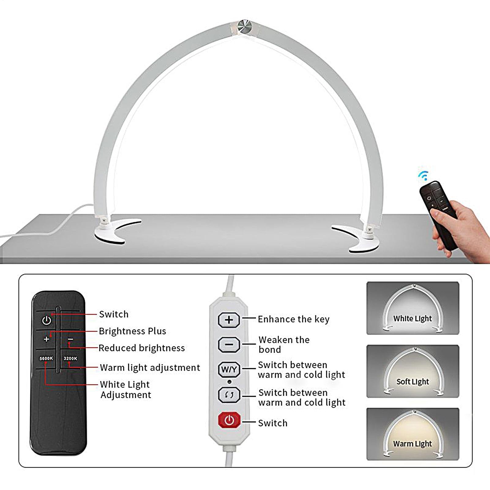 Lampe pour ongles de bureau En forme d'arche réglable 40