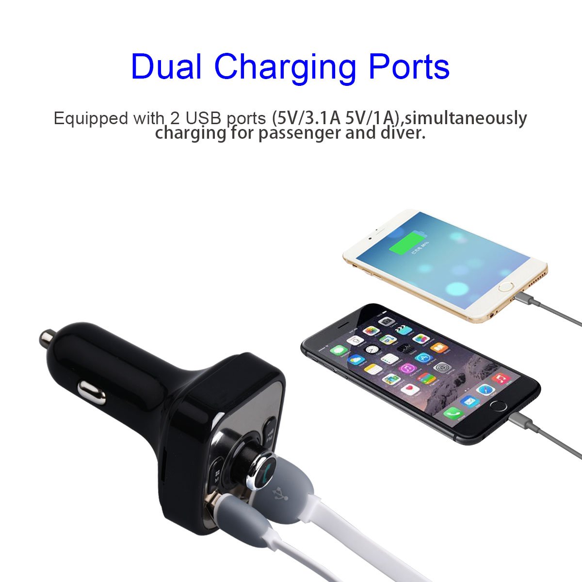 CDEN Kit Lettore MP3 Auto Adattatore Trasmettitore FM Vivavoce Bluetooth Con Caricabatterie USB