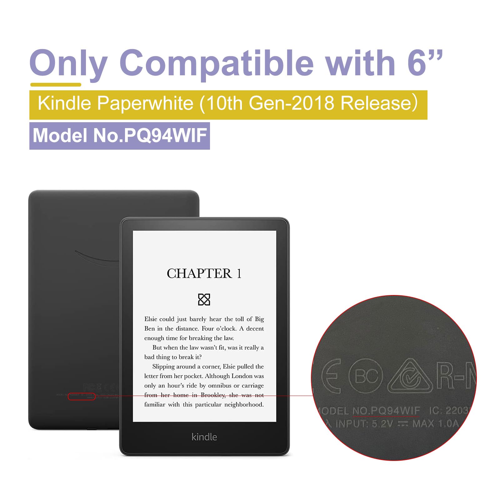 Schutzhülle mit Handschlaufe für Kindle Paperwhite (10. Generation 2018, Modell Nr. PQ94WIF), PU-Lederhülle und transparente harte Rückseite, automatische Sleep/Wake-Funktion, Haferkaffee
