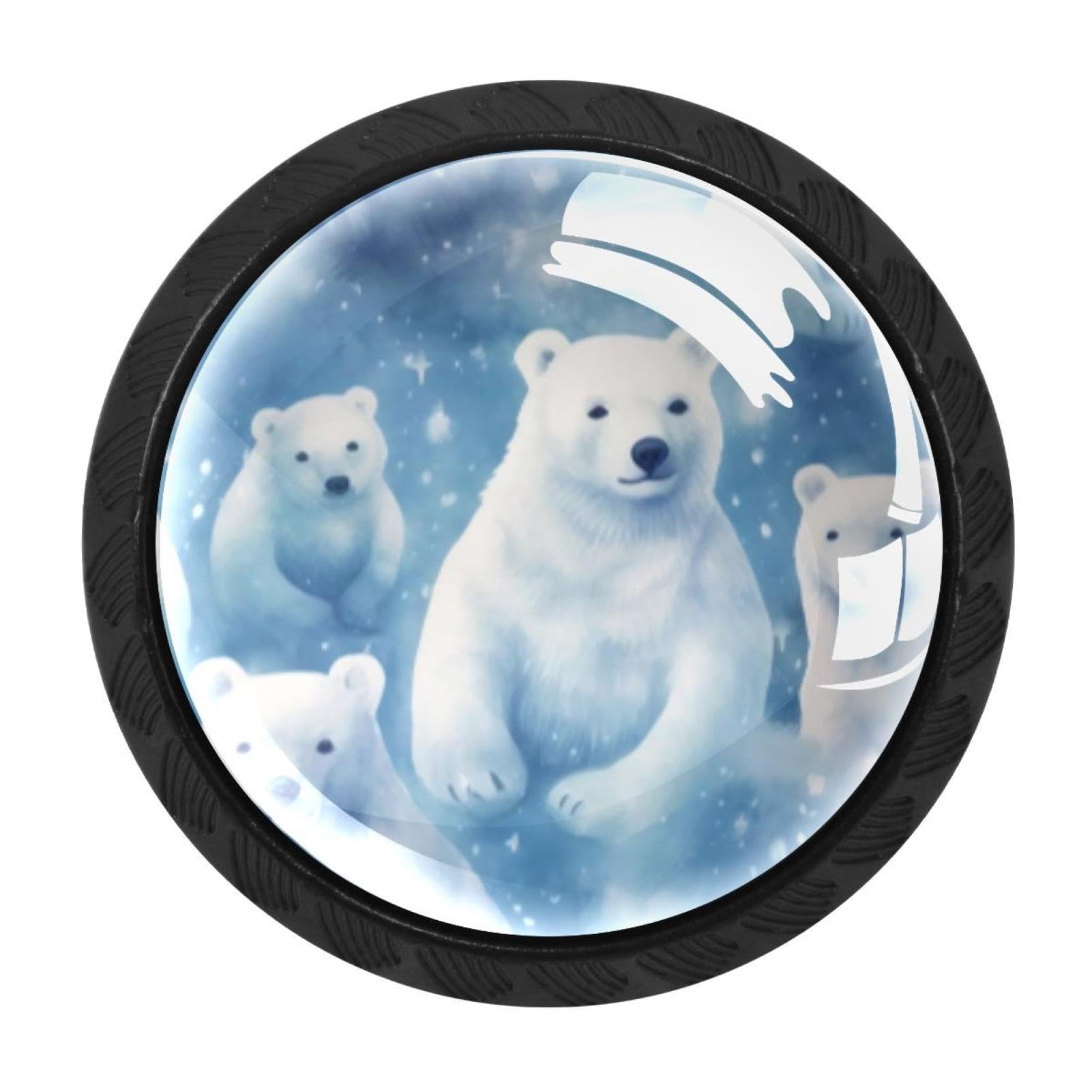 Chenzzzz Multicolored 16 4 Pack Cabinet Handles Black Starry Polar Bear Cabinet Knobs Draw