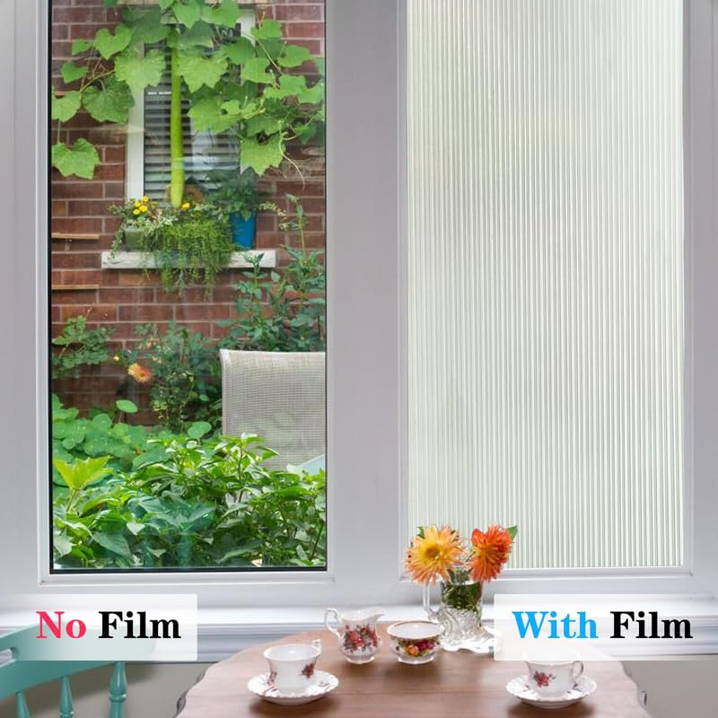 Image of Window Privacy Film Tint Glass Film Self Adhesive Glass Film - Fluted |16 X 84 Inchs