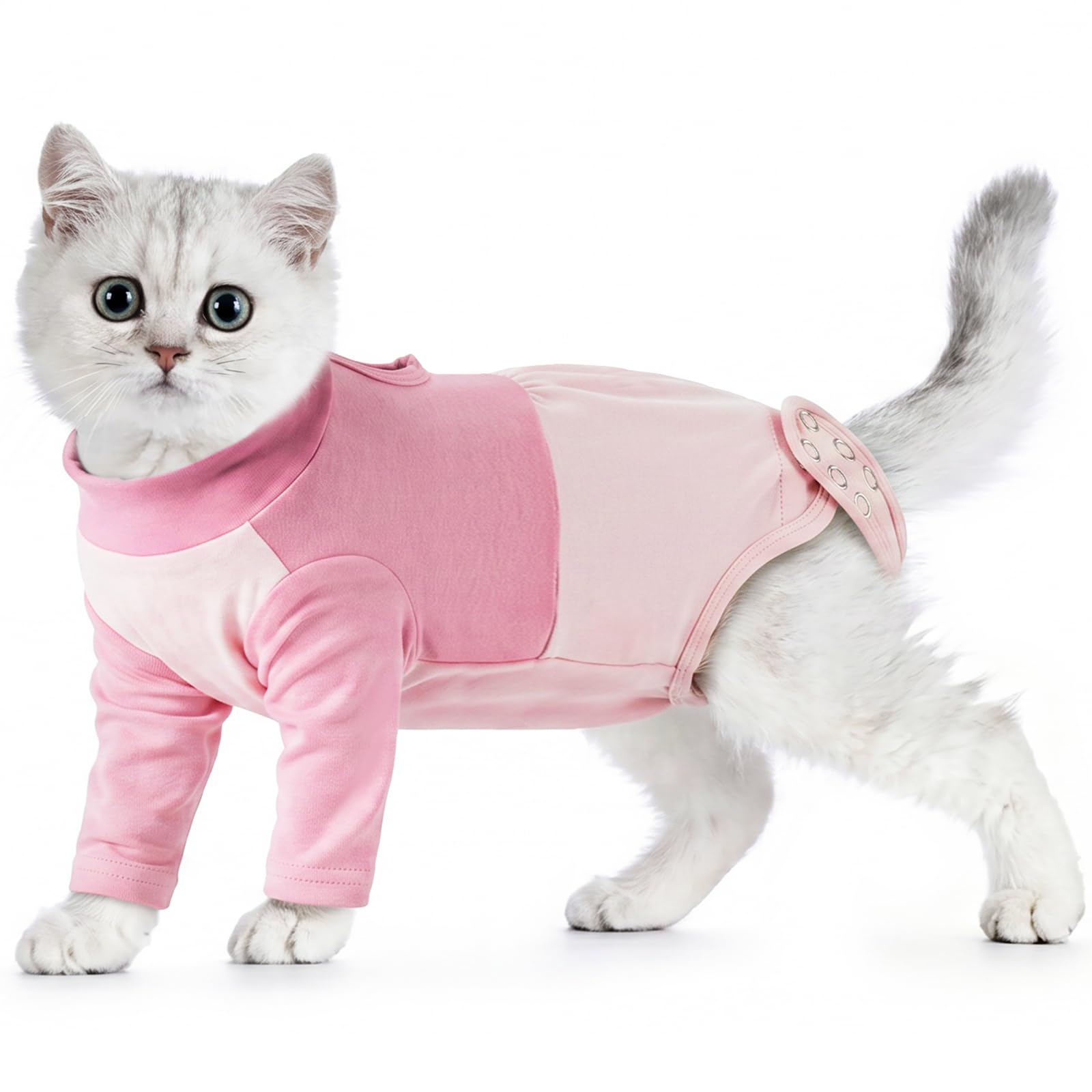 PUMYPOREITY Cat Surgical Recovery Suit, Soft Post Surgery Body Suit Medical Cat Shirt Recovery Sleeve Front Leg Protectors, Stops Pet Licking Leg Wounds(Pink, XL)