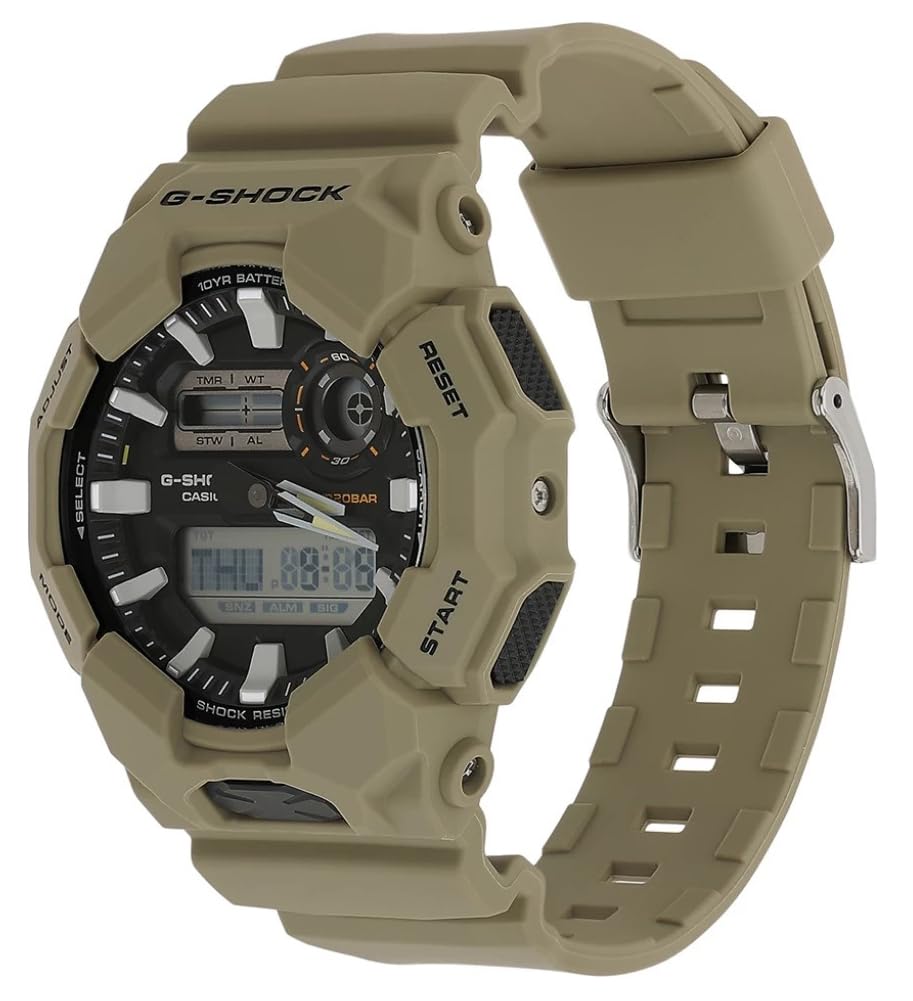 Casio Mieszany analogowy zegarek kwarcowy z paskiem GA-010-5AER, beżowy, pasek, Beżowy, pasek