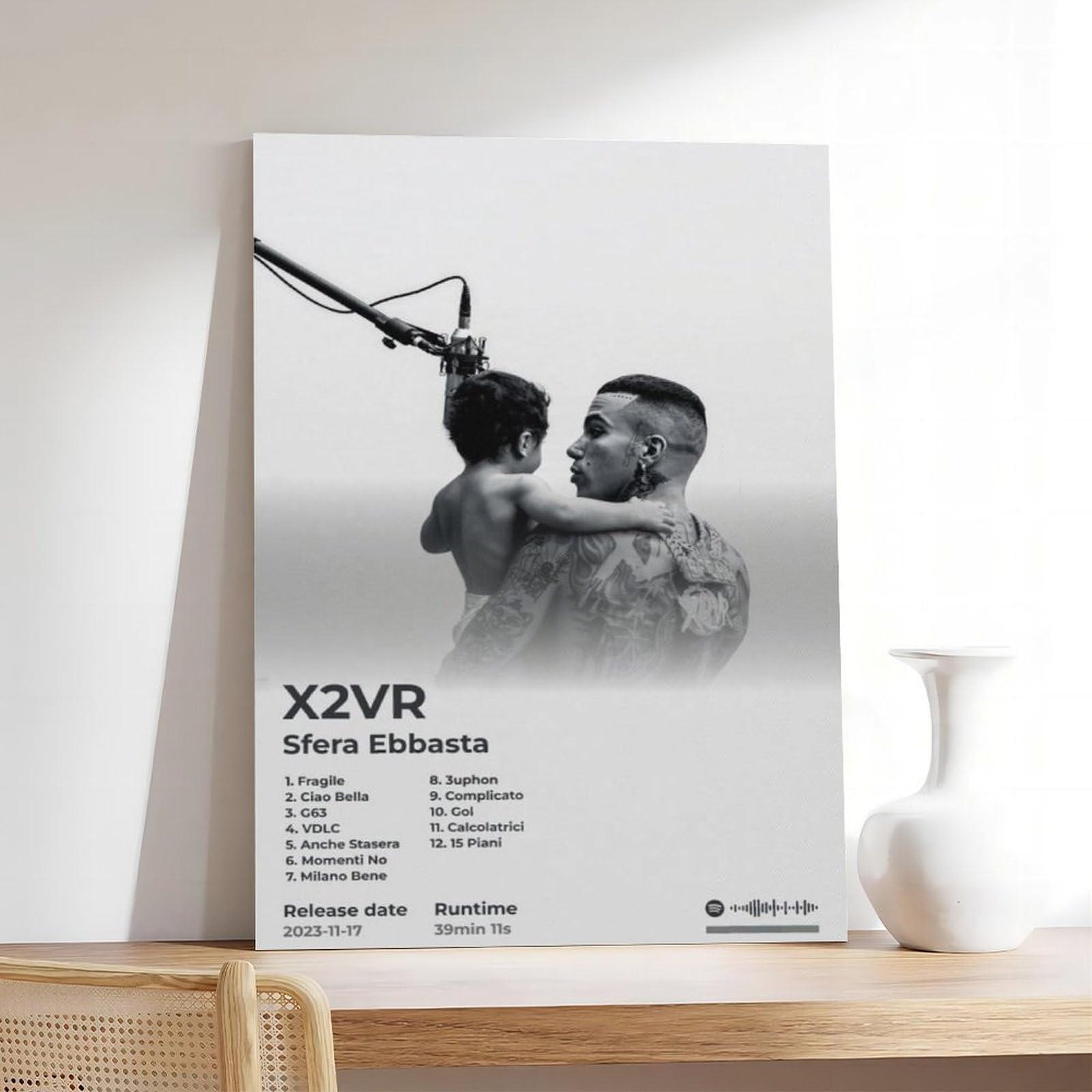 PJEYGF Poster su tela con copertina di album musicali Sfera Ebbasta Rapper Hip Hop X2VR per decorazione domestica regalo