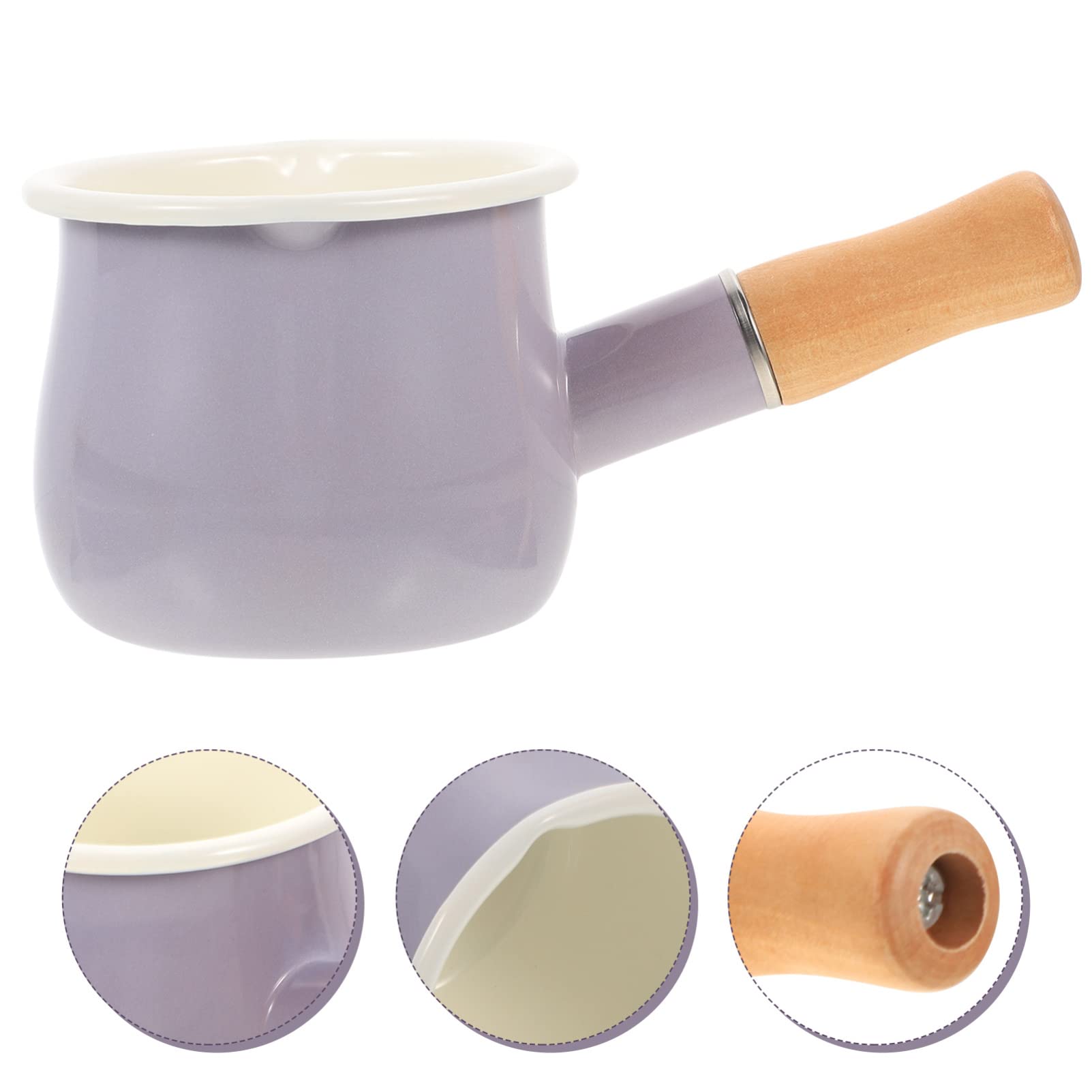SDdPulse Olla esmaltada pequeña para salsa, olla de sopa, olla para pasta, calentador de leche, olla para ramen para el hogar, cocina, color blanco
