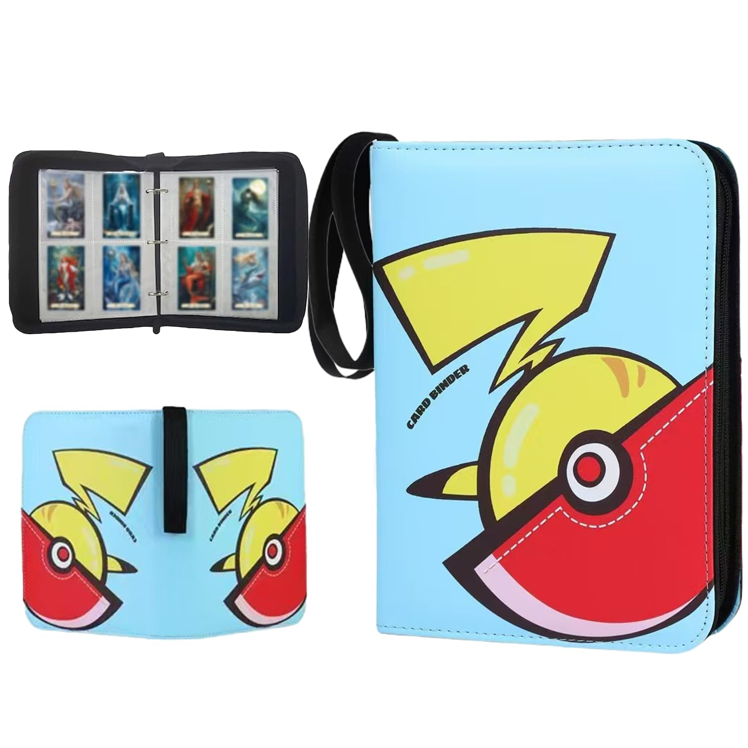 ZHUIYIWIN 4-Pocket Trading Card Binder,400 Pockets Card Binder Folder, PU Leather Card Folder Trading for Yugioh Sports Cards Card Storage Album (Ball, 4-Pocket)