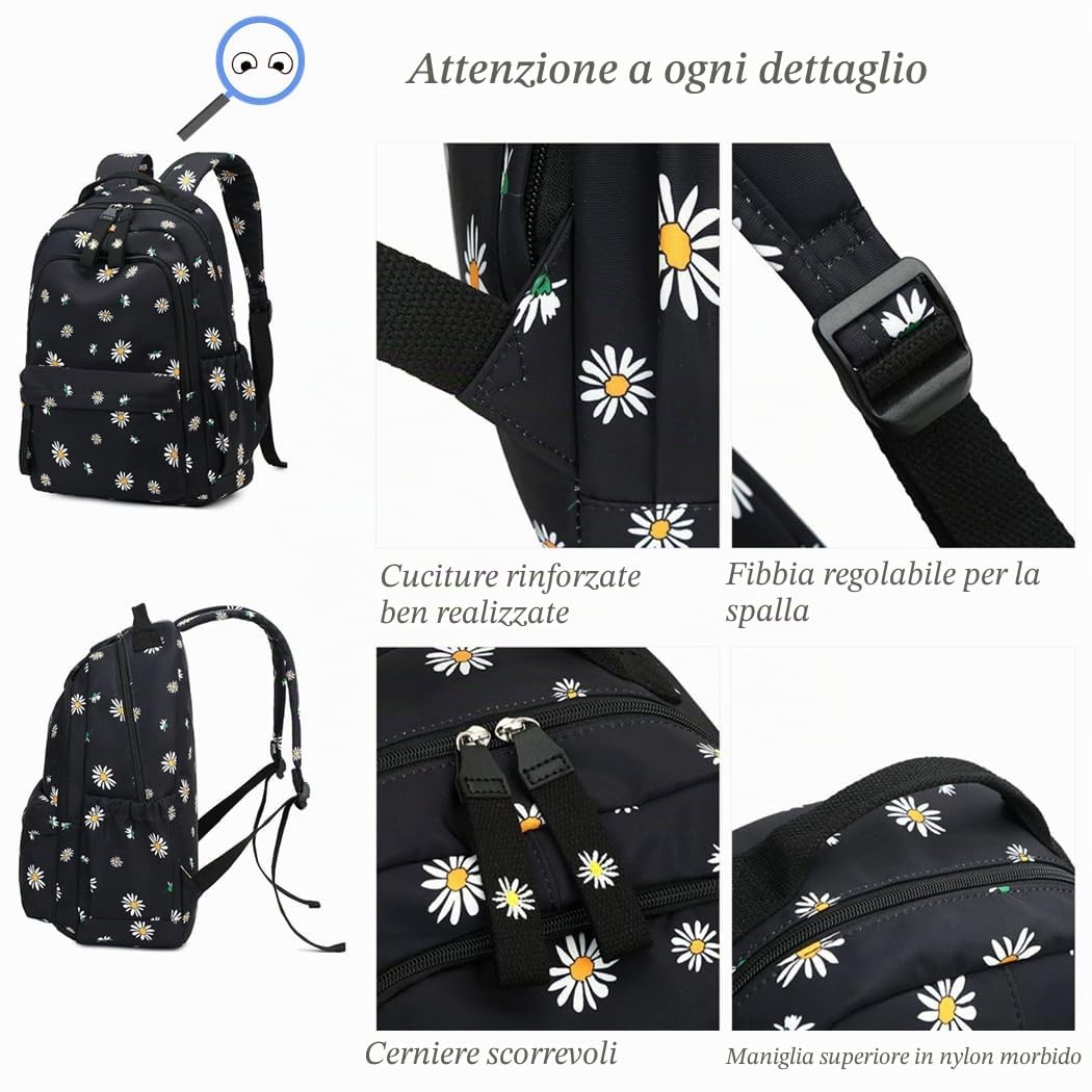 I gatti o gli zaini delle ragazze della stampa della margherita, zaini casuali resistenti all'acqua delle borse della scuola