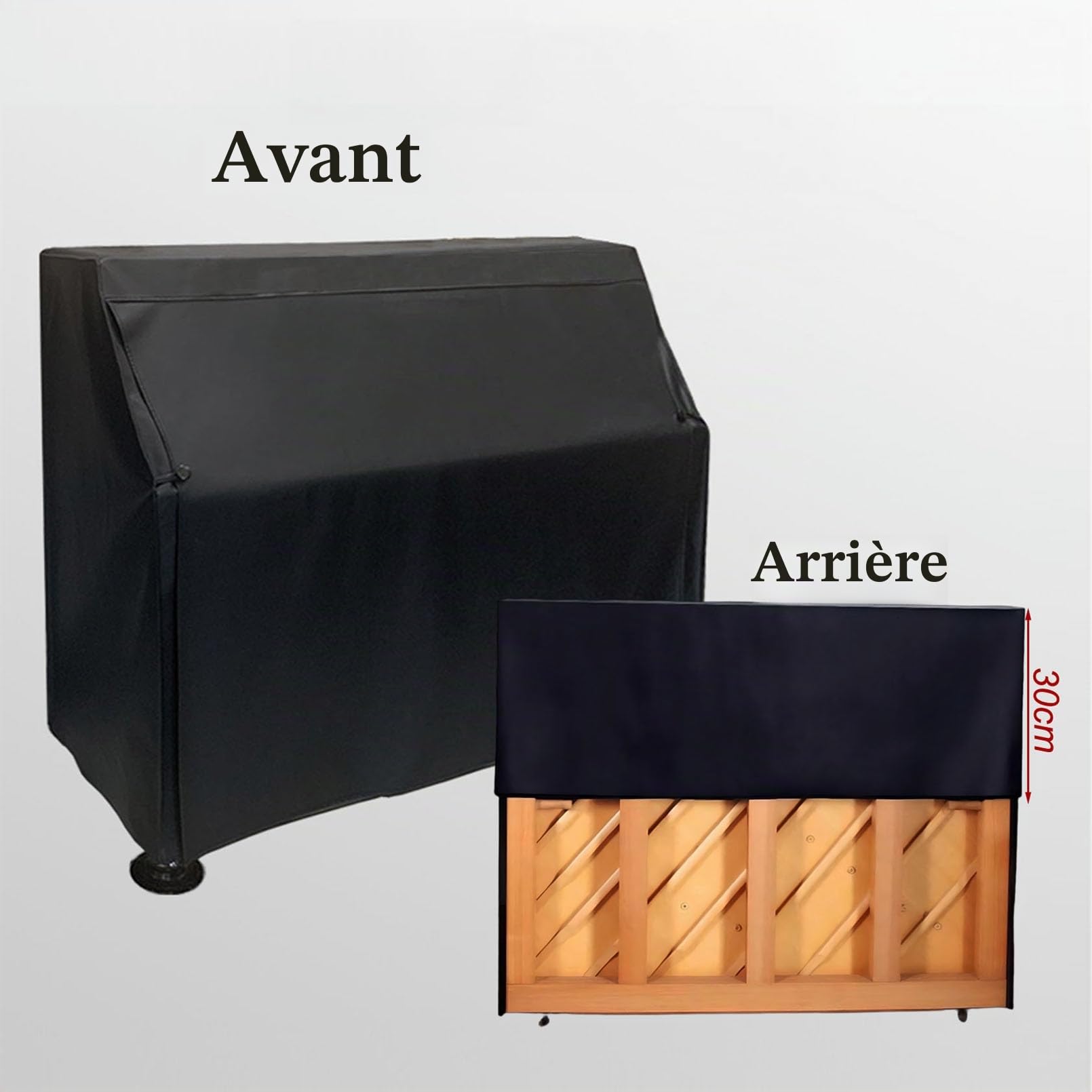 Cutfouwe Housse De Piano en Cuir Droit,Couverture ComplèTe De Piano,Couverture Anti-PoussièRe De Piano,Couverture Protectrice De Piano Noir,155x35x125cm