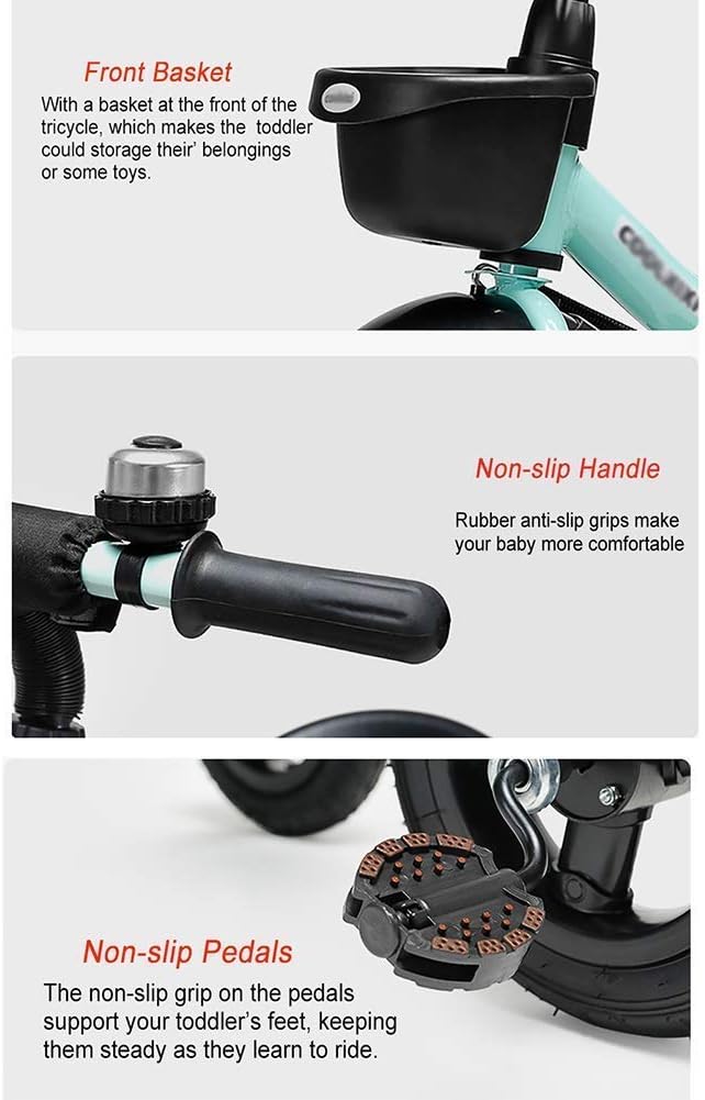 Tricycle Trike - BlueKids Tricycle for 2-6 Years Old, Kids with Adjustable Handlebars and Seat for Toddlers/Children/Boys/Girls