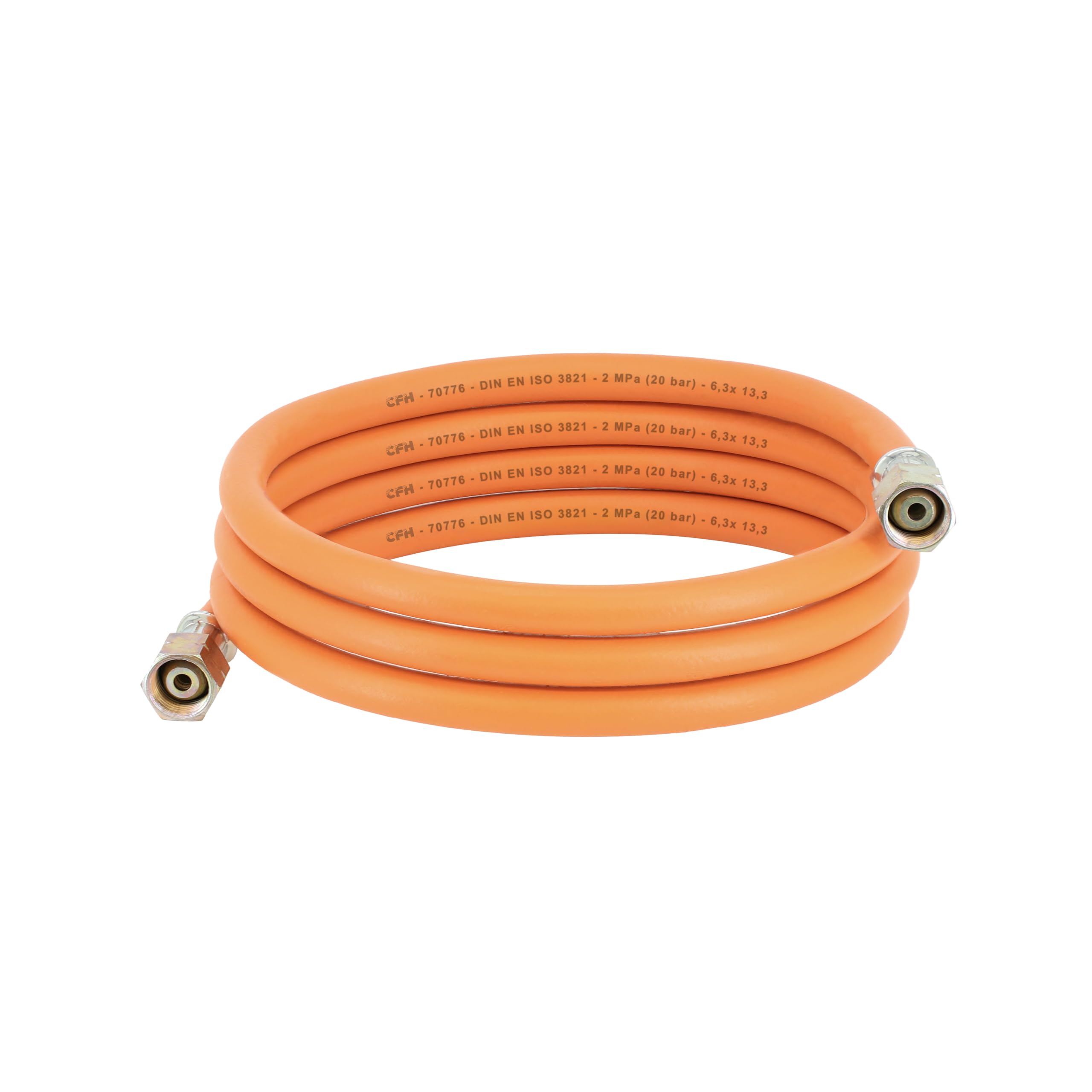 CFH Tuyau de gaz en caoutchouc VS 758-2 m - Tuyau de gaz en caoutchouc avec raccord G 3/8" LH des deux côtés - Pour appareils à braser et appareils à souder au gaz, GPL, propane/butane - 20 bar