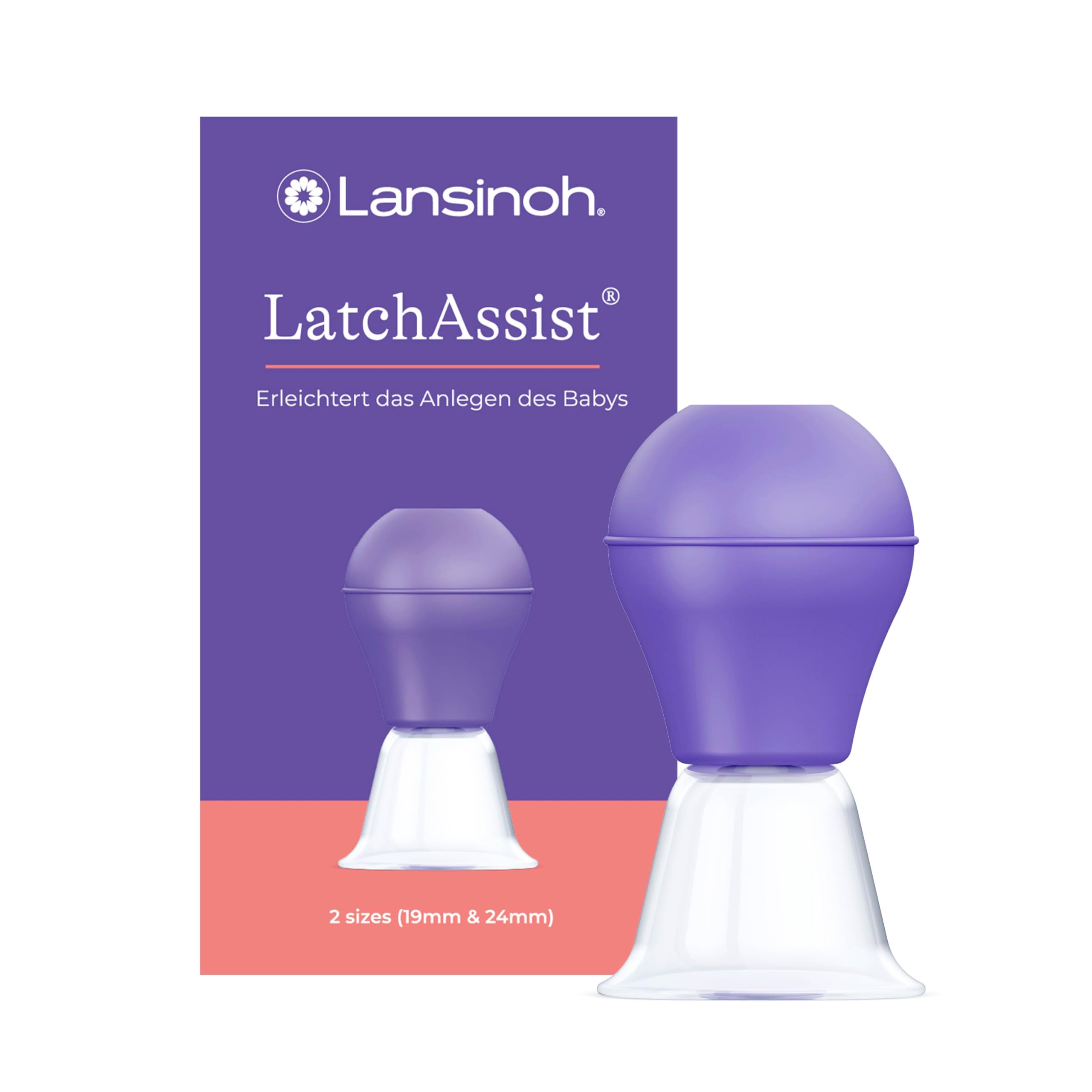Lansinoh LatchAssist - sanfter Brustwarzenformer - erleichtert das Anlegen des Babys - inkl. Trichter in zwei Größen