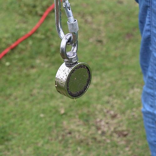 Miniatura 7 de Imán de neodimio de tierras raras de doble cara, 1000 libras de fuerza para recuperación de pesca en río y lago (2.95 pulgadas de diámetro)
