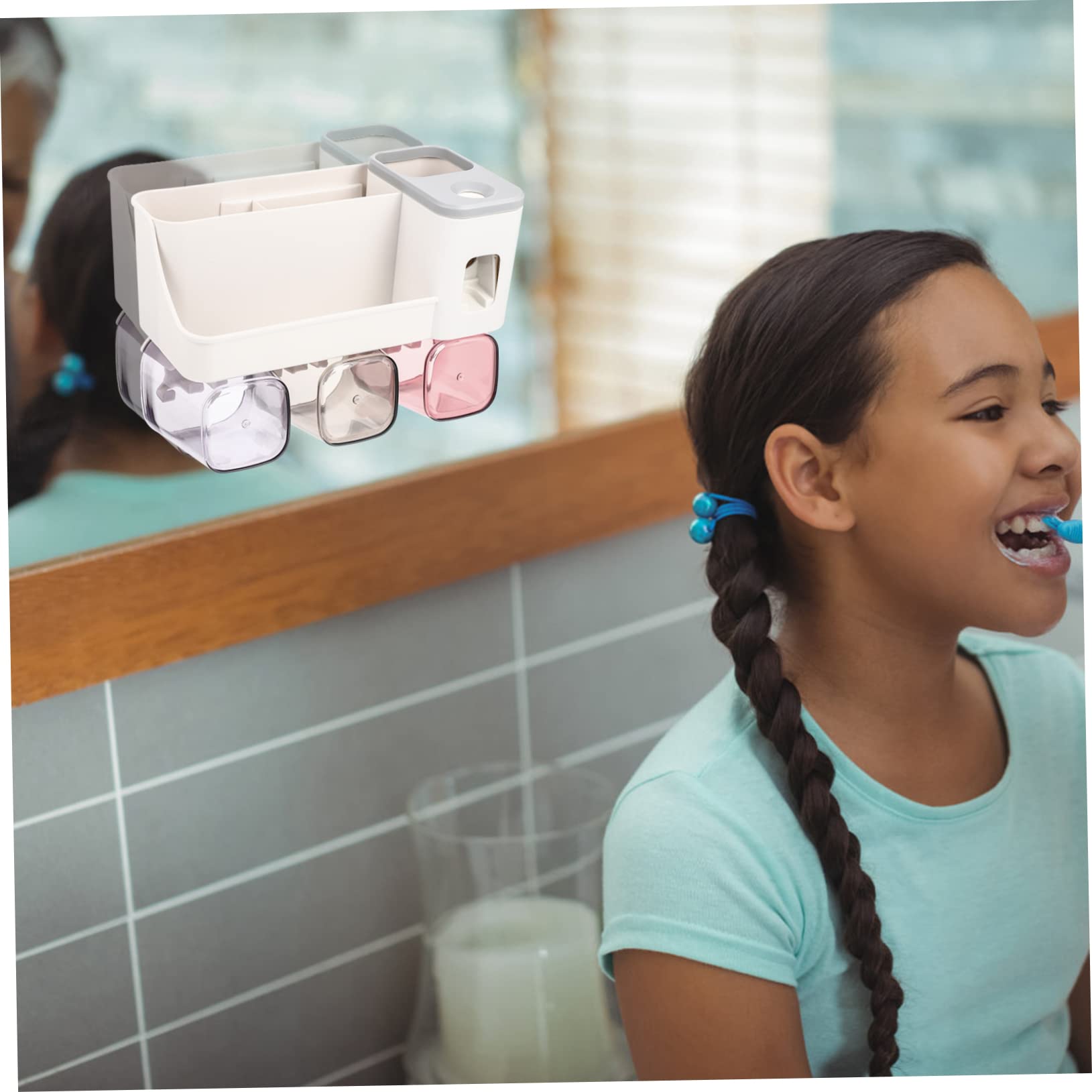 Didiseaon Portaspazzolini da Parete in Plastico, Organizer per Bagno Tazza e Ripiano, per Spazzolini Adulti e Ragazzo Ragazza, per Cucina e Bagno
