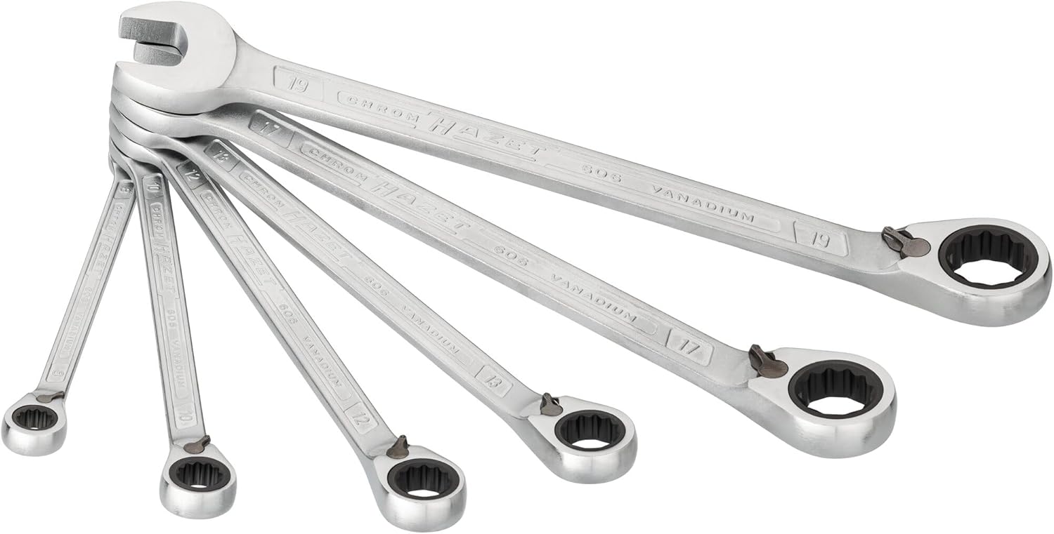 Hazet 606N/6 Ratchet Ring Spanner Set