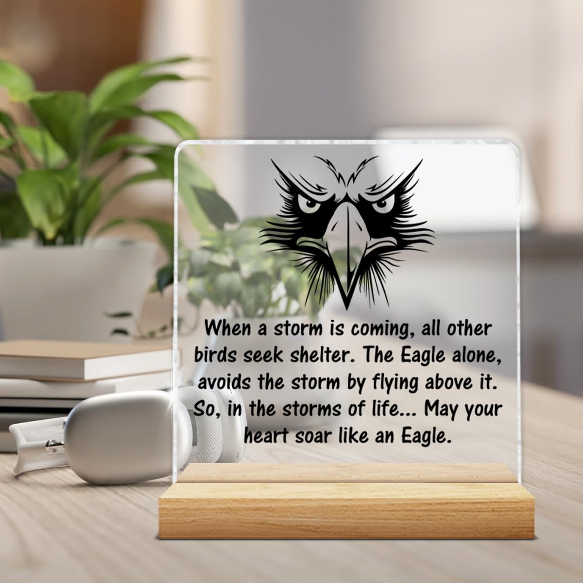 Inspirational Scouts Gifts, Graduation Gift for Boy Scouts Son, May Your Heart Soar Like an Eagle Clear Acrylic Desk Decorative Sign Home Decor