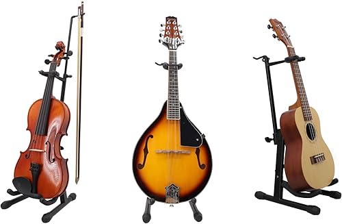 Miniatura 7 de Rayzm Soporte para violín con soporte para arco, trípode plegable portátil ajustable para violínukelelemandolina, fácil instalación