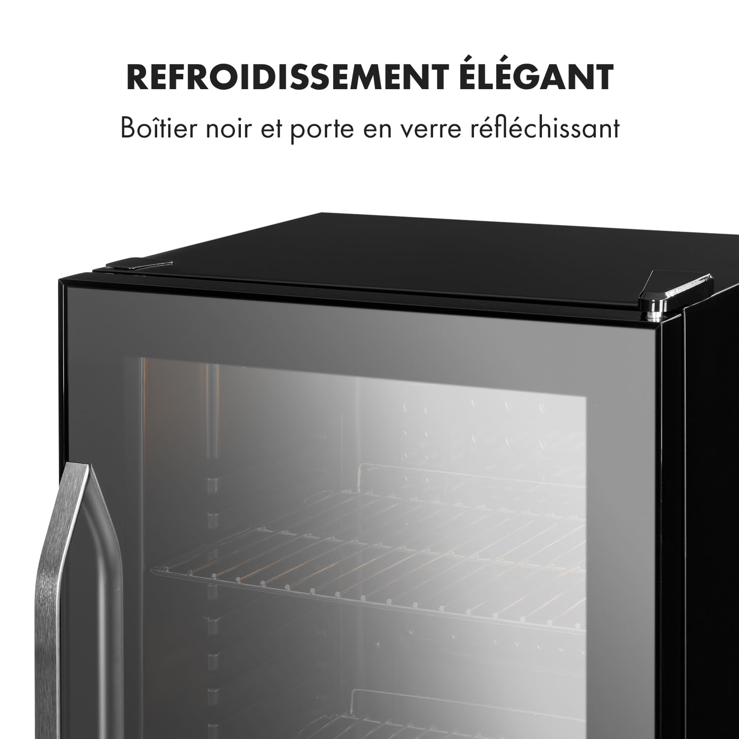 KLARSTEIN Mini Frigo 80L Silencieux pour Boisson, Bureau, Camping, Réfrigérateur avec Étagères Réglables