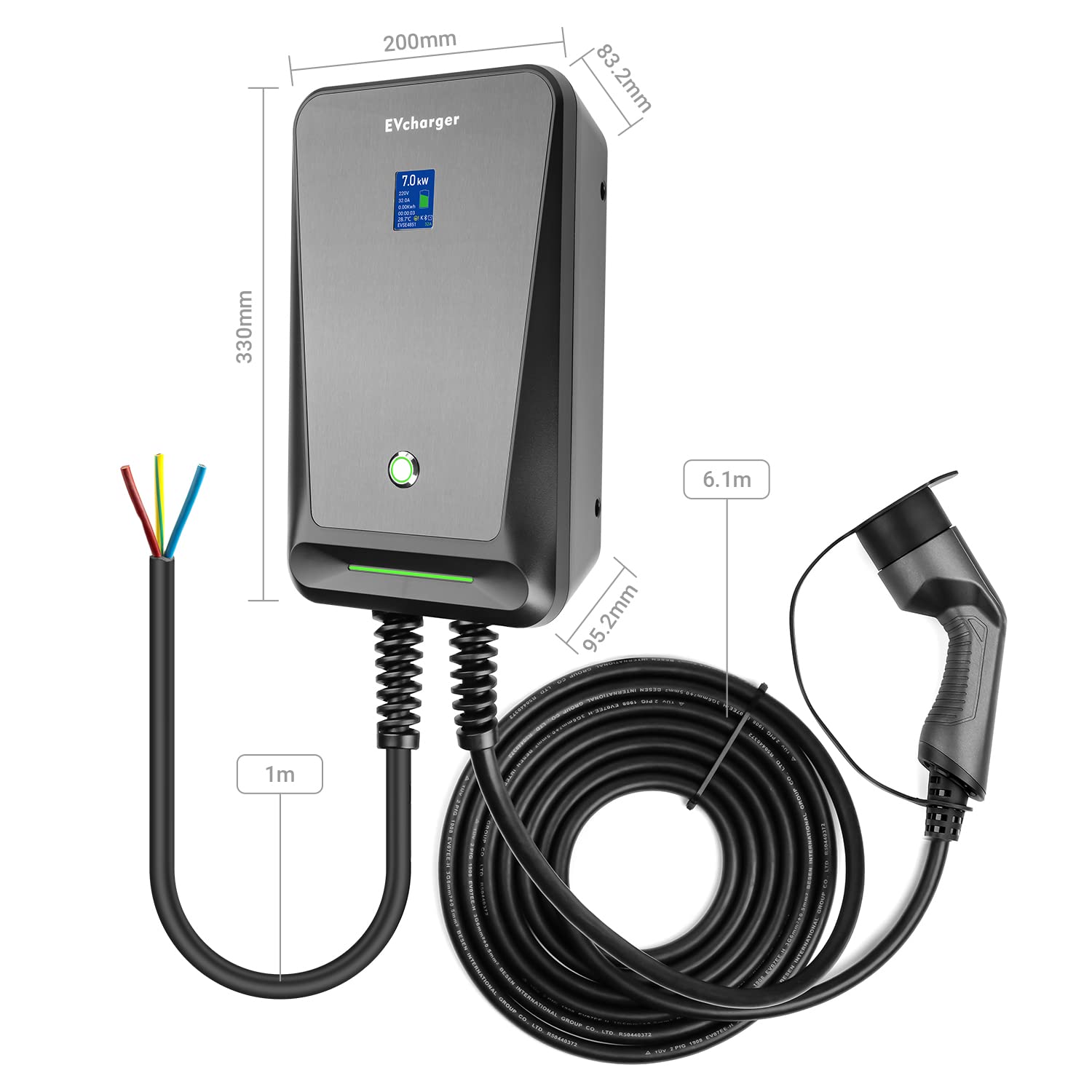 Colonnina Ricarica Auto Elettrica MOTOCOCHE - Tipo 2, 3.5/7kW, 220V, Con Cavo 8.5m E Scheda - Foto 2