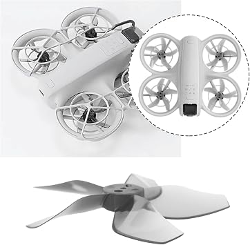 4pcs Drone 5-Blade Propellers with Screwdriver Compatible with DJI NEO, Grey
