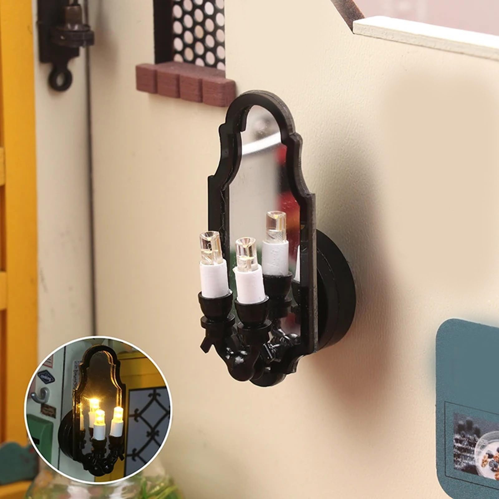 Case delle bambole LED Applique da parete con due teste lampada scala 1/12 Lampada da parete in miniatura per scena giardino visualizzazione decorazioni