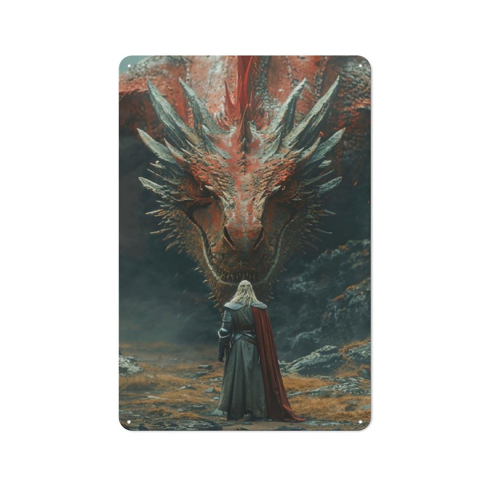 Junmoney Dangerous Fire Dragon For Lounge Or Reading Corner, Vintage Metal Sign 30X20cm, For Collectors Decorating Lounges And Reading Corners