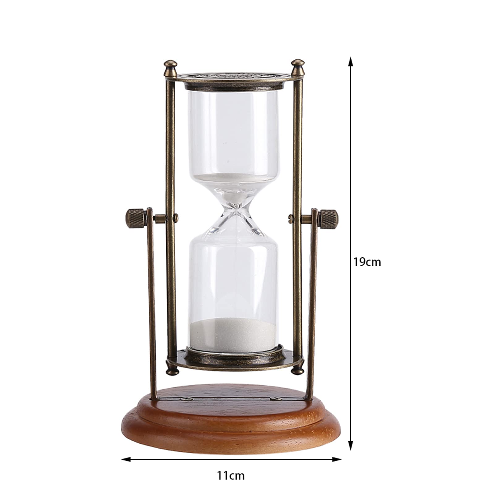 Reloj de arena giratorio con marco de metal, temporizador de arena decorativo de 15 minutos para escritorio, decoración náutica, cronometraje elegante, 8 x 7.3 pulgadas, perfecto para el hogar u