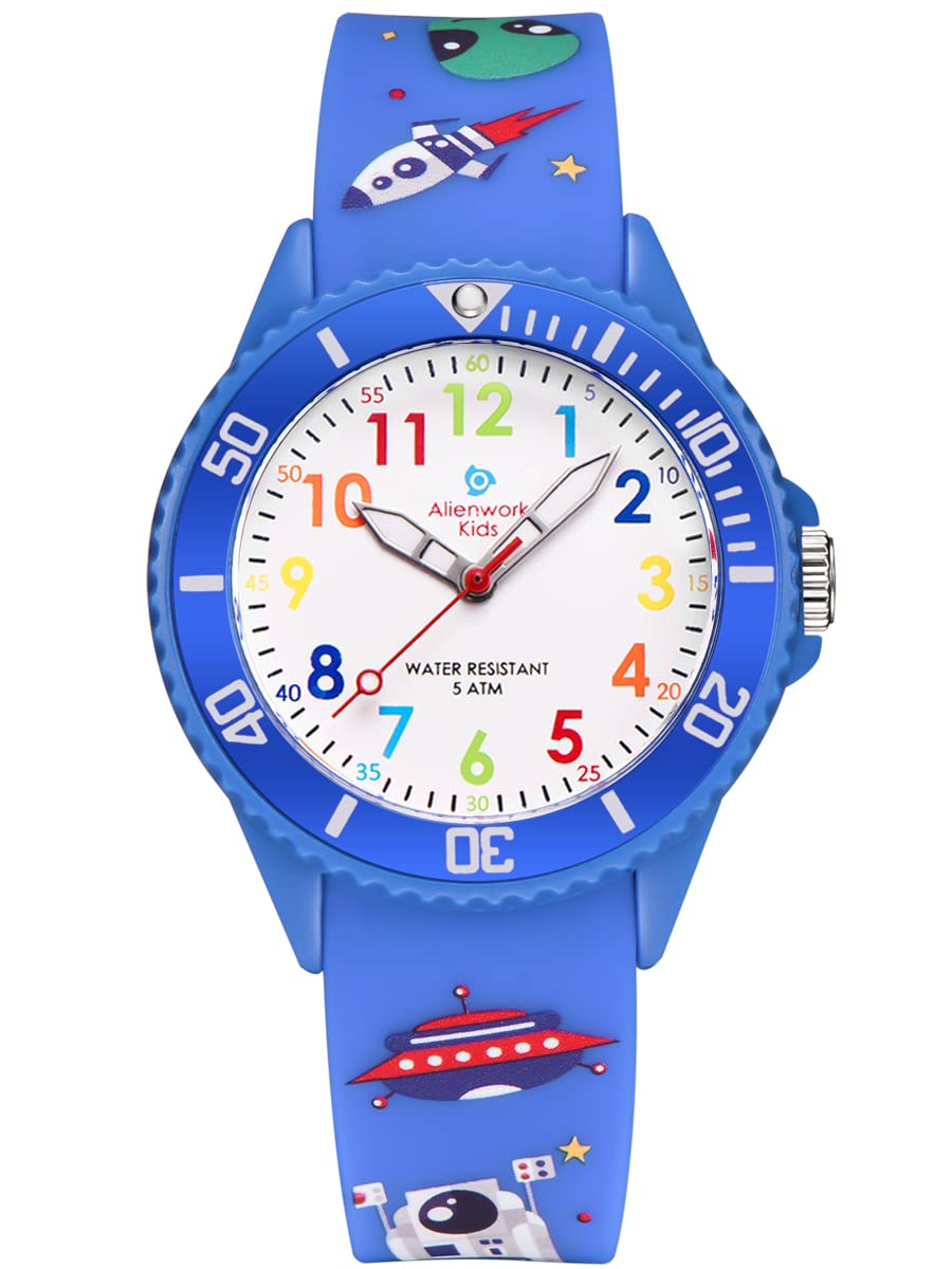 Alienwork Kids Reloj de Aprendizaje Infantil Niño Niña Tiempo de Aprender Impermeable 5 ATM
