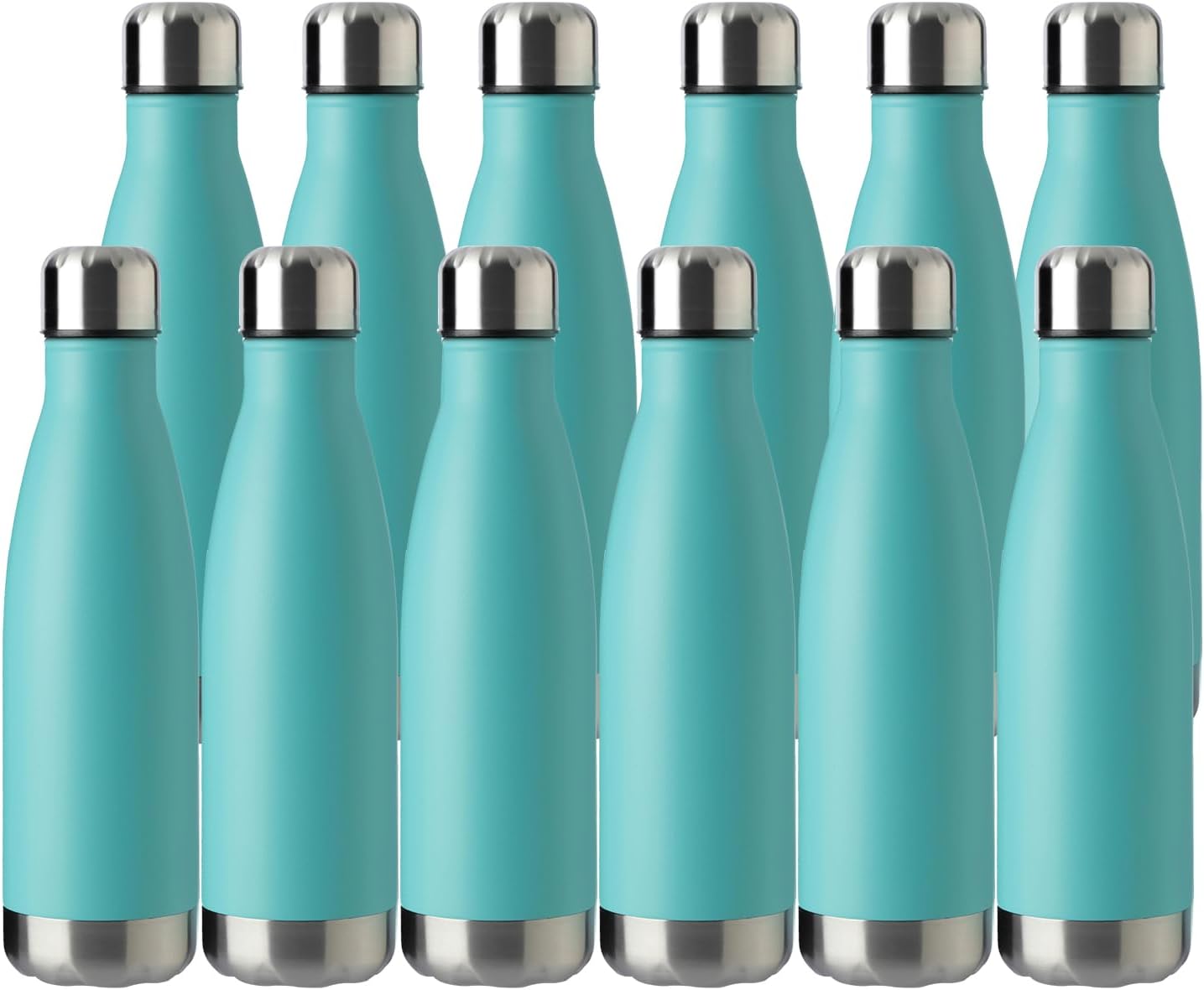 Product image of MEWAY 17oz Sport Water Bottle 12 Pack Vacuum Insulated Stainless Steel Leak-Proof Double Wall Cola Shape Water Bottle,Keep Drinks Hot & Cold (Light Blue,12 Pack)