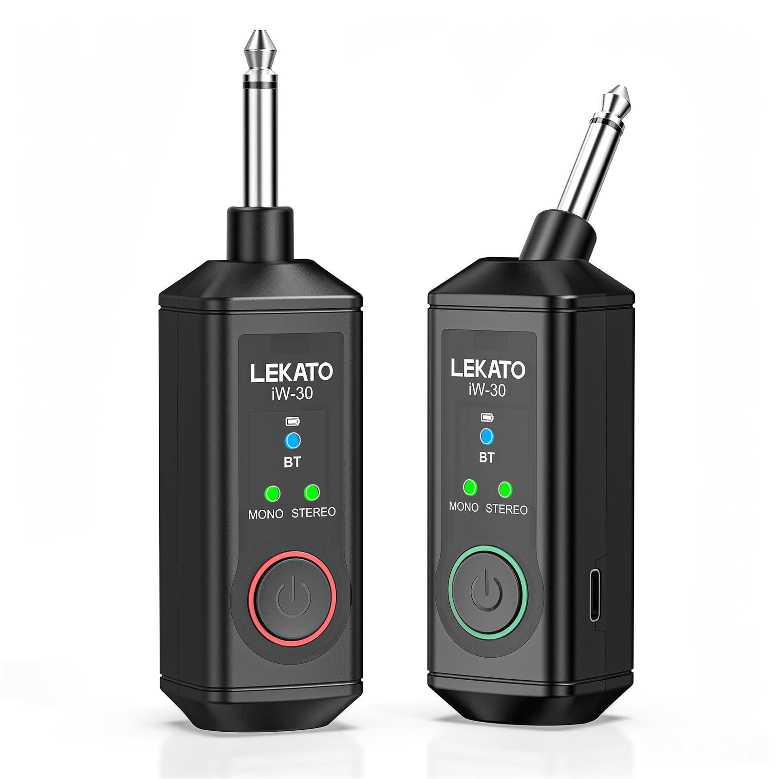 LEKATO iW-30 - Receptor Bluetooth de 6,35 mm, 2 receptores de alta fidelidad con rango de 50 m, receptor de audio inalámbrico estéreo con tiempo de reproducción de 15 horas, modo mono/estéreo