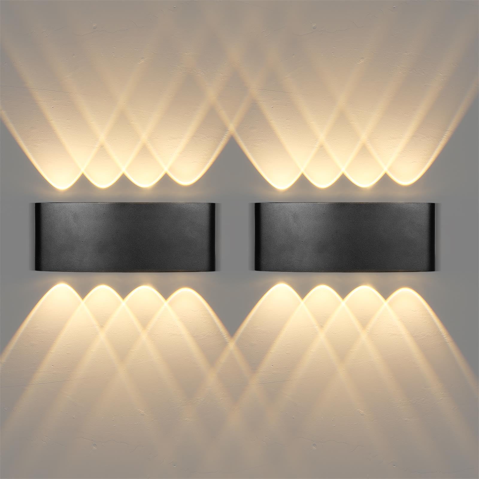 CANMEIJIA Lampa ścienna LED 8 W 3000 K czarna 2 szt
