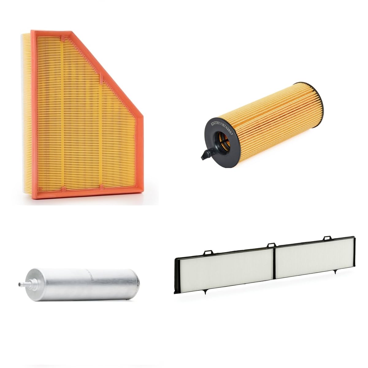 Kit 4 Filtri Auto Compatibili con BMW Serie 1, Serie 3, E87, E90, 118D, 120D, Include Filtro Aria, Olio, Carburante e Abitacolo