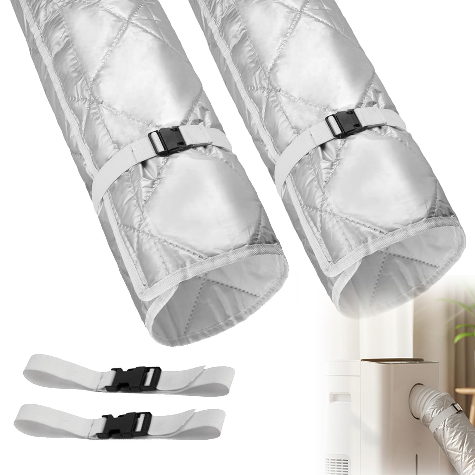 Lot de 2 couvercles de tuyau pour climatiseurs portables - Isolation de tuyau de climatisation - Tuyau d'évacuation d'air