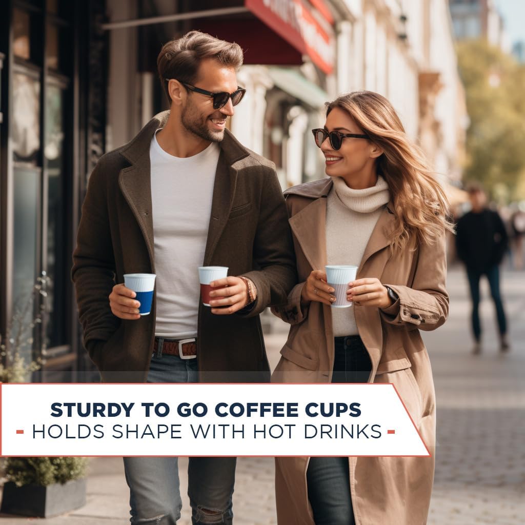 Paper Cups 8 oz [120 pack] - Biodegradable Compostable Disposable Coffee Cups, No Lids. To Go Coffee Cups 8oz, Ripple Insulated. Mini To Go Cup For Tea. Party, Bathroom (Fall) - Image 5