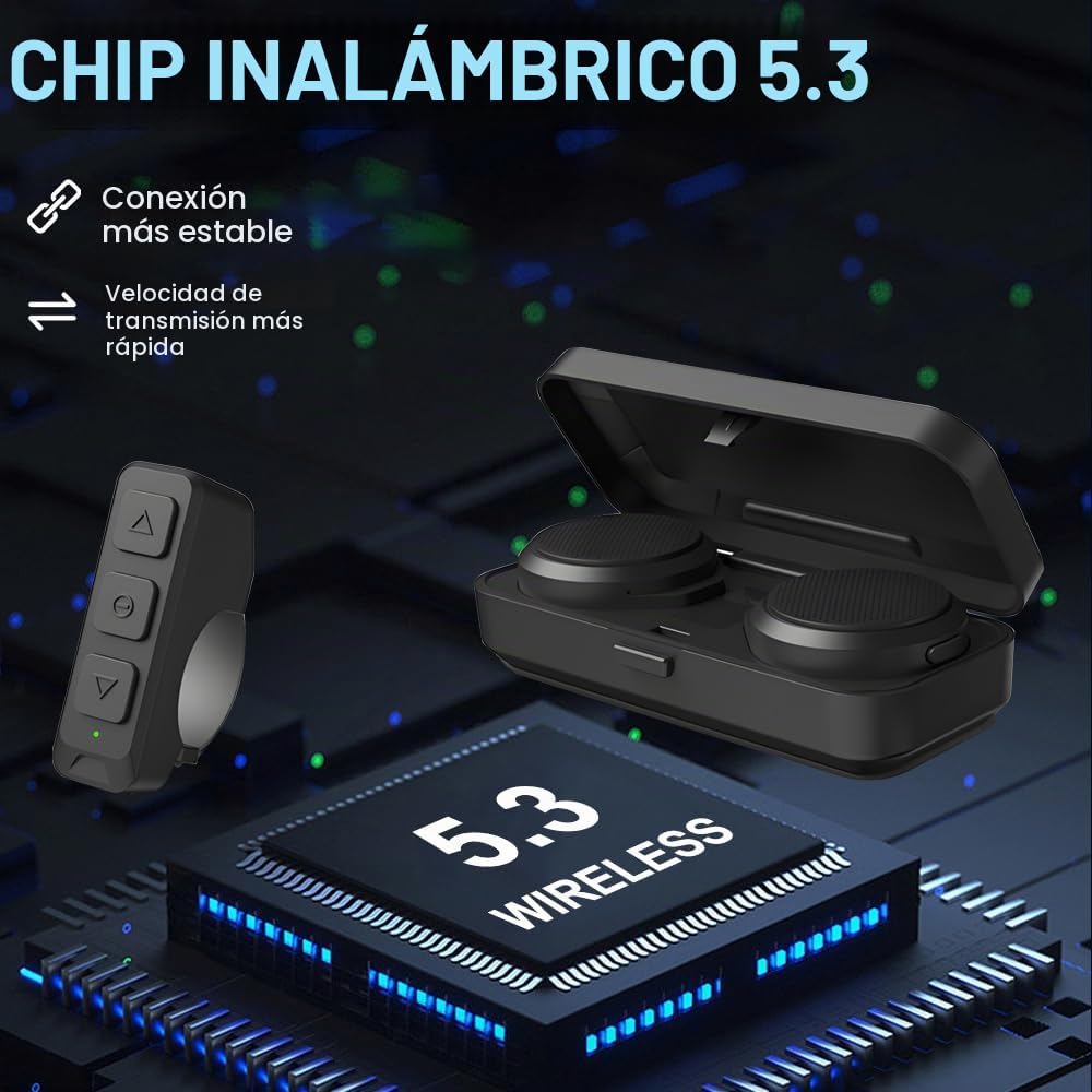 OBEST Auricular Bluetooth Moto, Bluetooth 5.3 Manos Libres Inalámbrico, Casco Moto Auricular único,con Estuche de Carga y Ando a Distancia