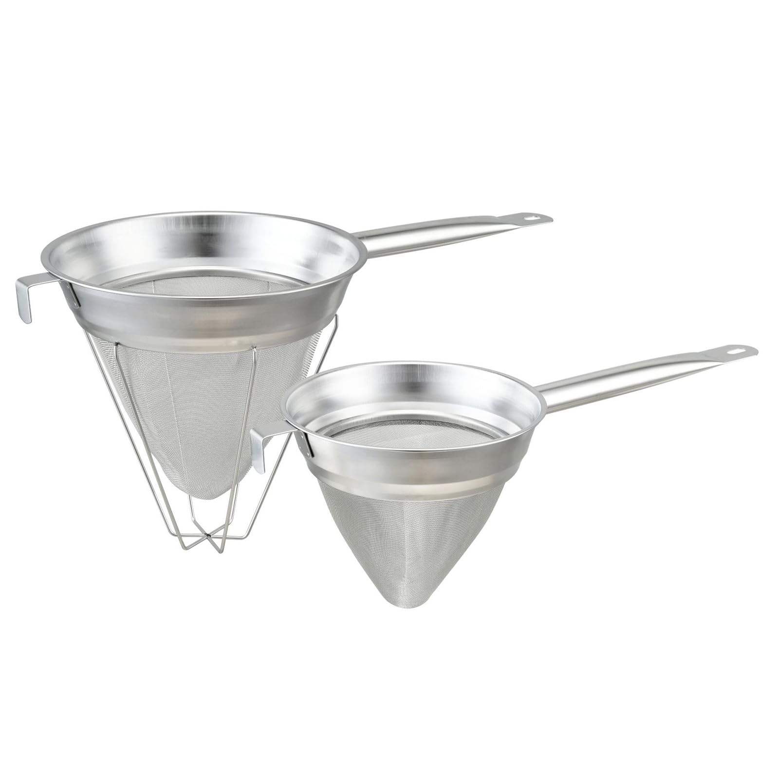 Colador cónico de acero inoxidable 304 con mango largo, tamiz de caldo de malla fina para cocina
