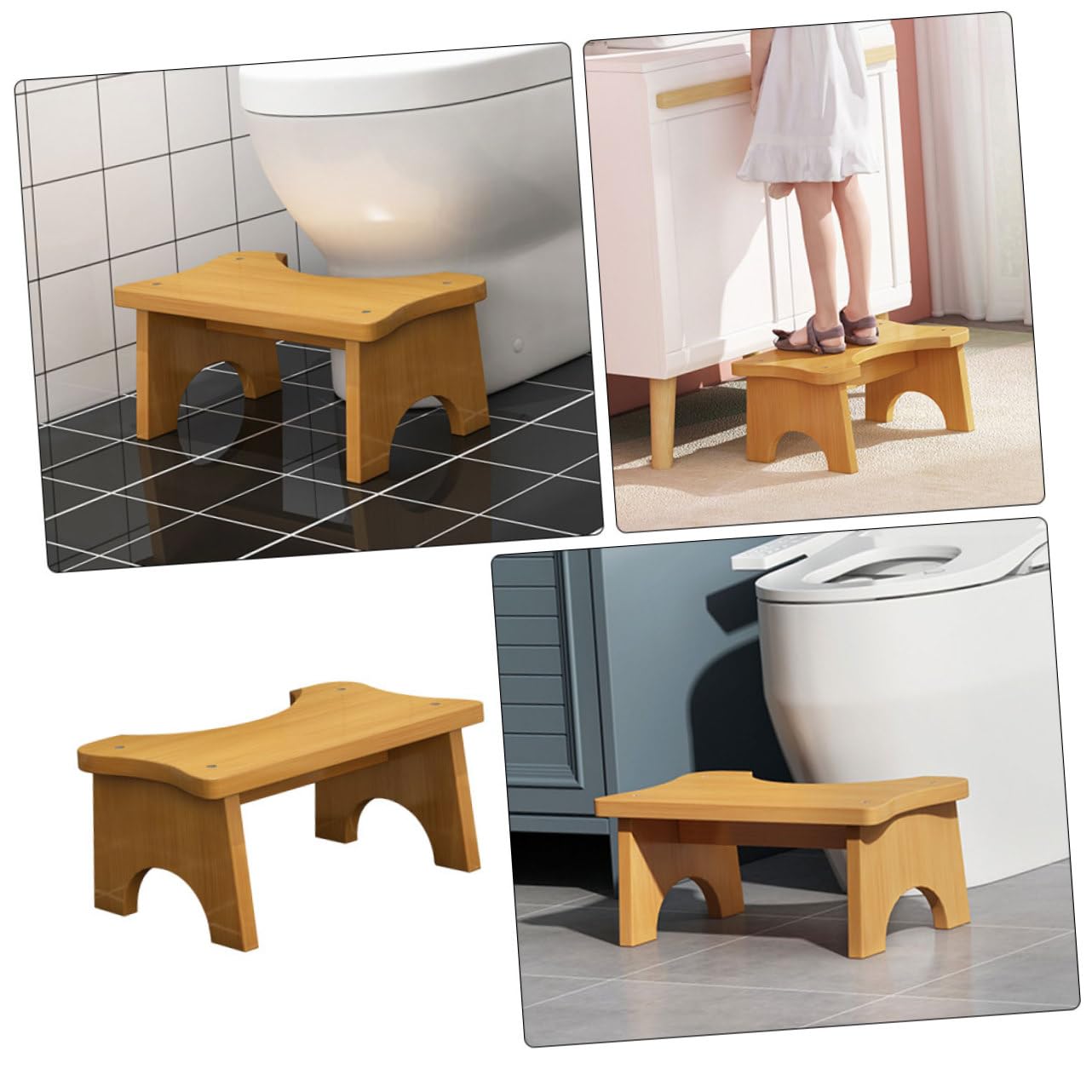 Alipis Toilettensitzhocker Rechteckiger Fußhocker mit Stabiler Konstruktion Platzsparend Geeignet für Badezimmer für Kinder und Ganze Familie als Toiletten und Tritthocker