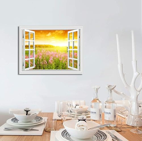 Miniatura 2 de Creative View Impresiones en lienzo para pared, diseño de girasol de jardín de lavanda, con puesta de sol, pintura artística de pared de elefante,