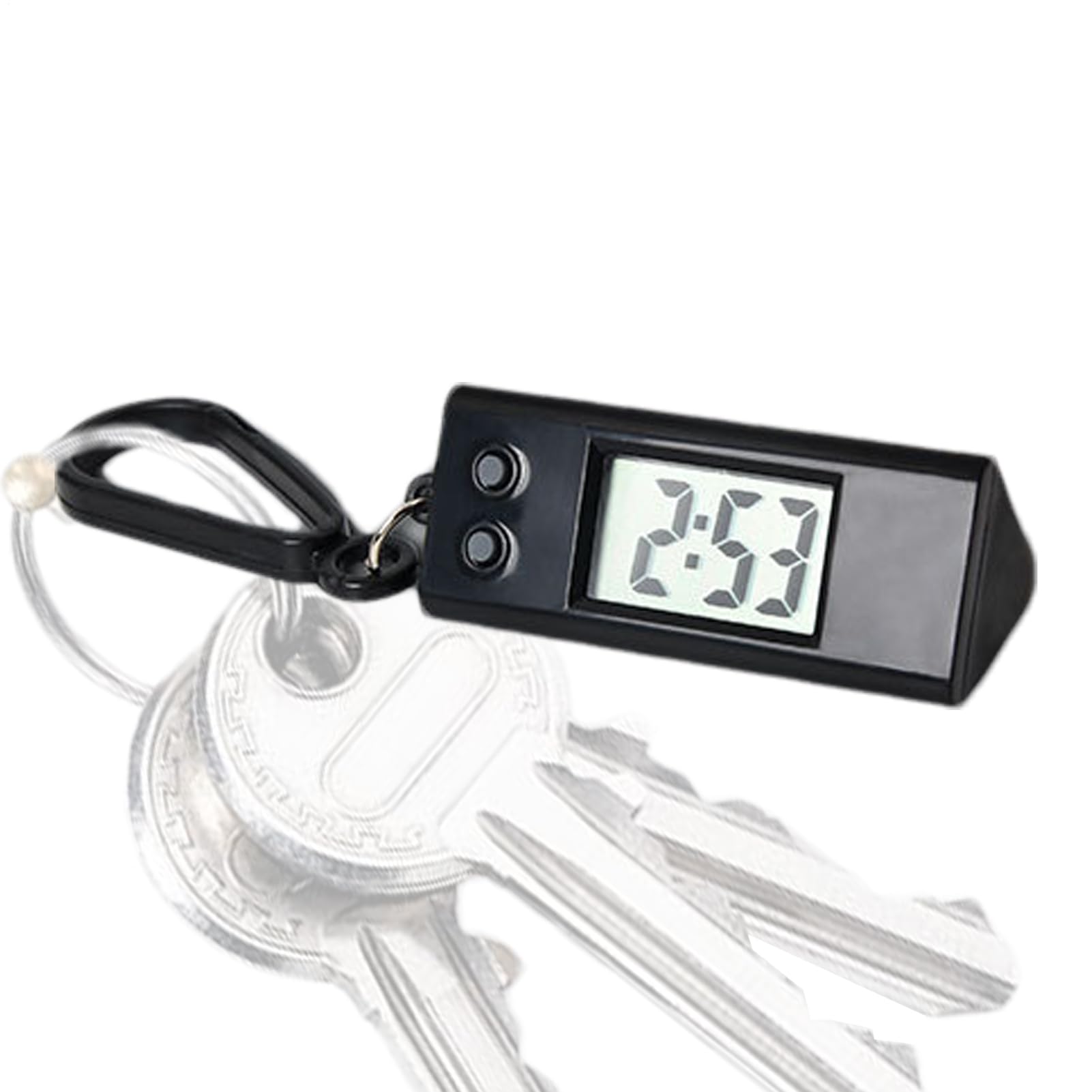 Montre de poche numérique, pendentif de montre porte-clés à écran transparent avec affichage précis de l'heure, 2,05 x 0,79 x 0,87 pouces, fonctionnement calme pour étudiants, petit anneau en L