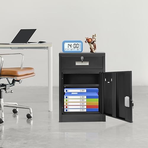 Miniatura 7 de Goudergo Archivador independiente de 2 niveles con cerradura, gabinete de metal con bloqueo debajo del escritorio, archivador para el hogar y la