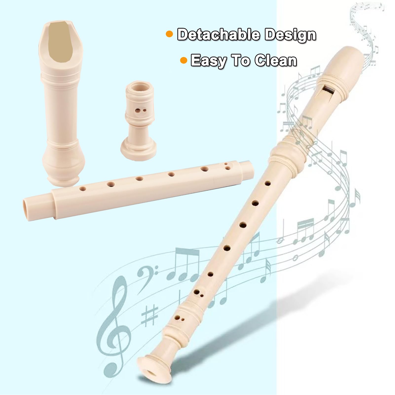 Flauta de estilo alemán de 8 agujeros con tabla de dedos, palo de limpieza y bolsa de algodón como regalo para los amantes de los instrumentos musicales