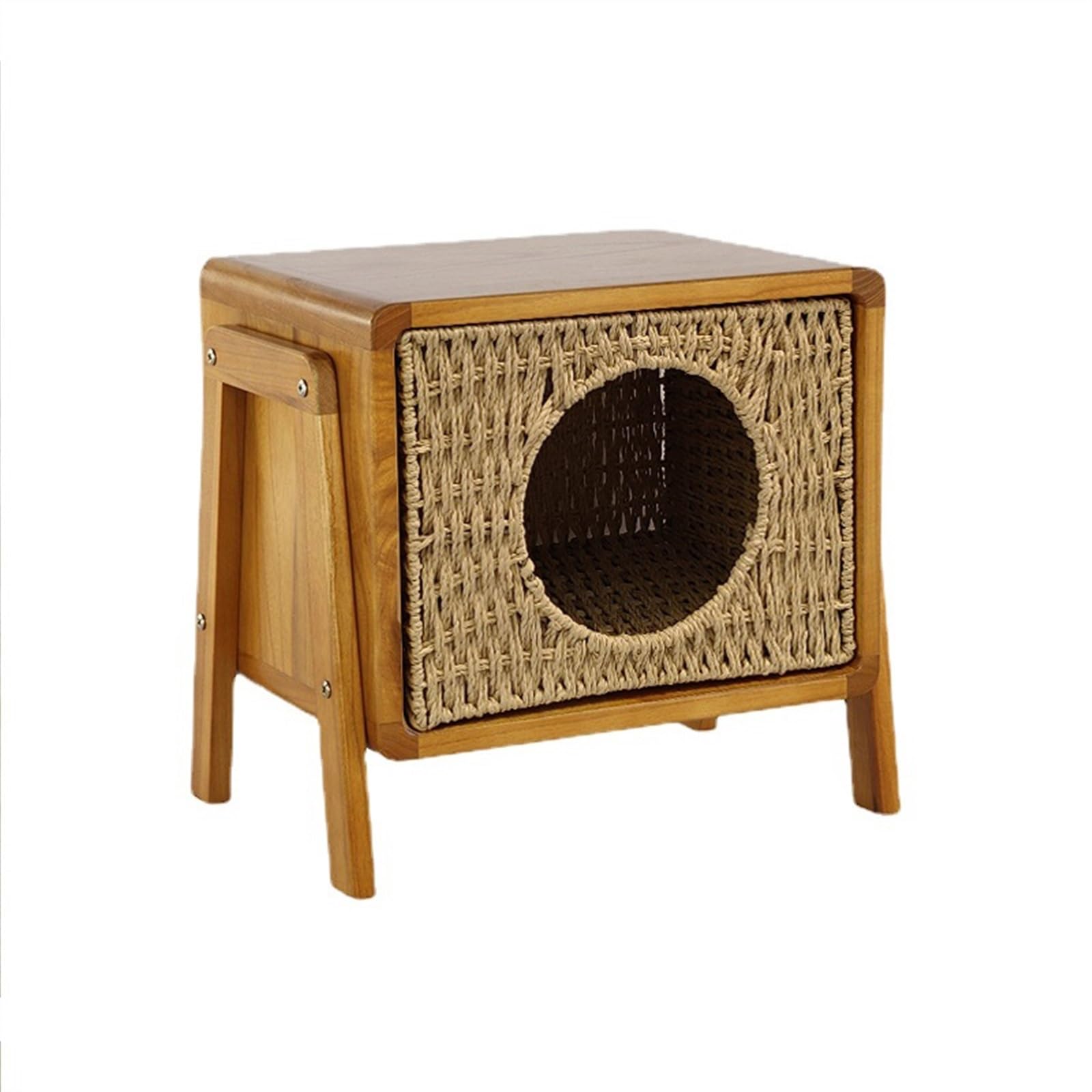 Torre para Gatos Cama for Gatos, mesita de Noche compartida Entre Humanos y, Plataforma Salto semicerrada, casa for tamaño pequeño Mediano Rascador