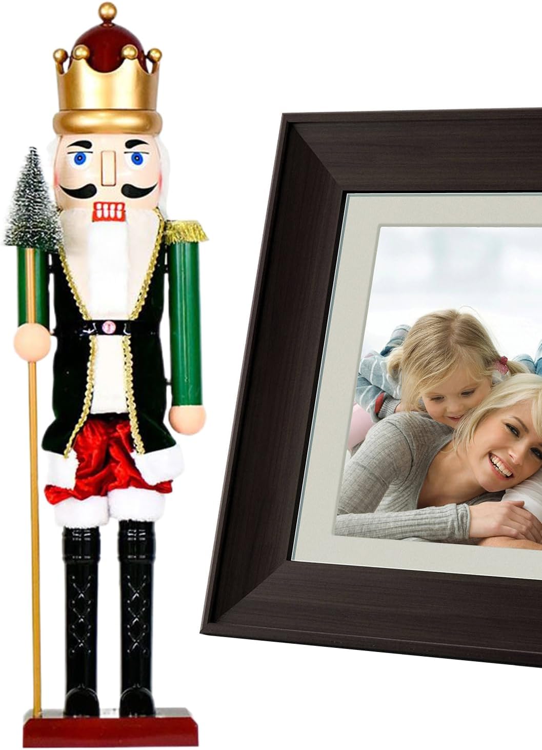 Nutcracker Christmas Decor, 15.75 Inch Collectible Soldier Nutcracker, Christmas Holiday Statue with Light & Music for Bedroom Living Room Shelf Cabinet Dinner Table Party Decor