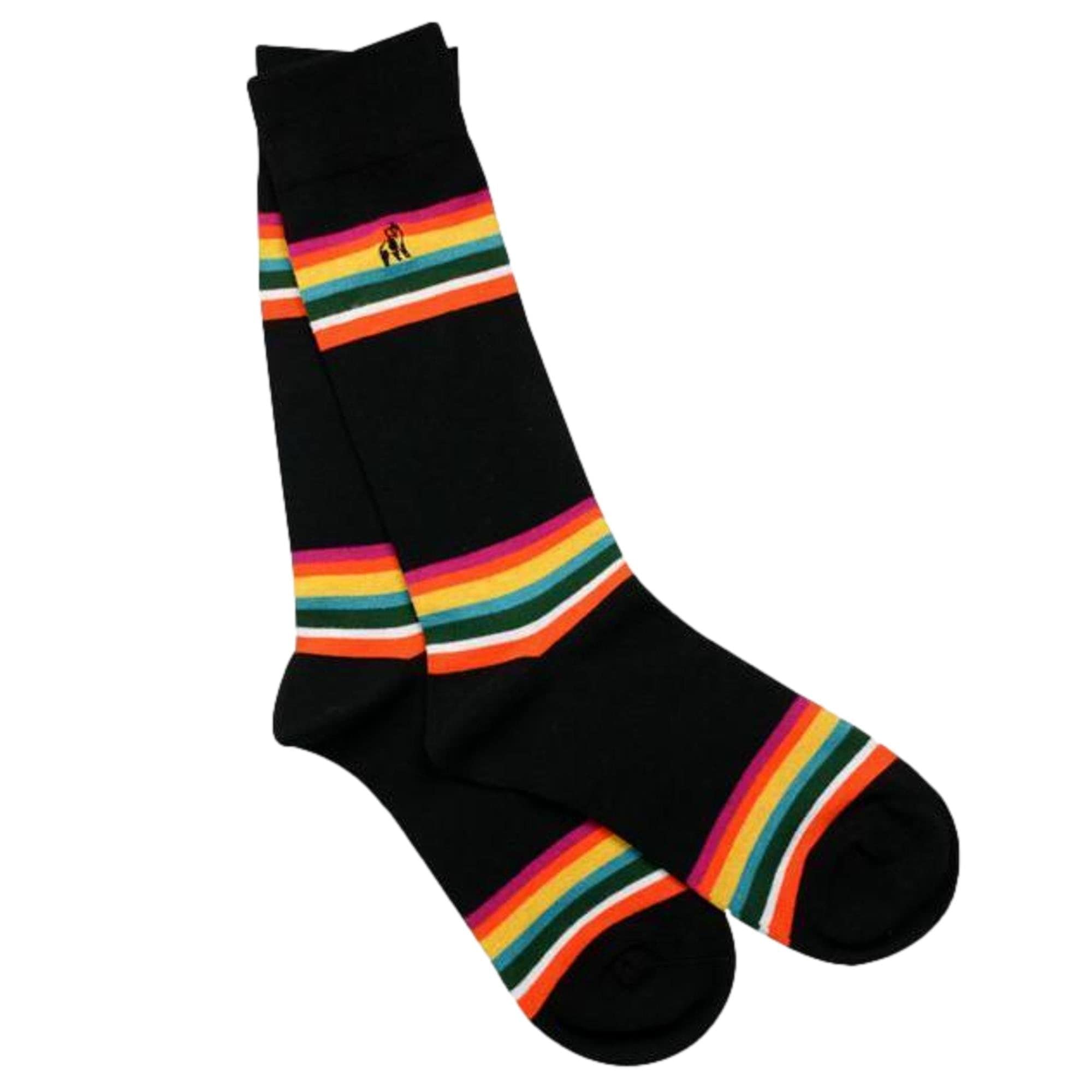 Swole Panda Men's Multicolor Bamboo Socks Uk7-11 - Black Bold Striped Socks