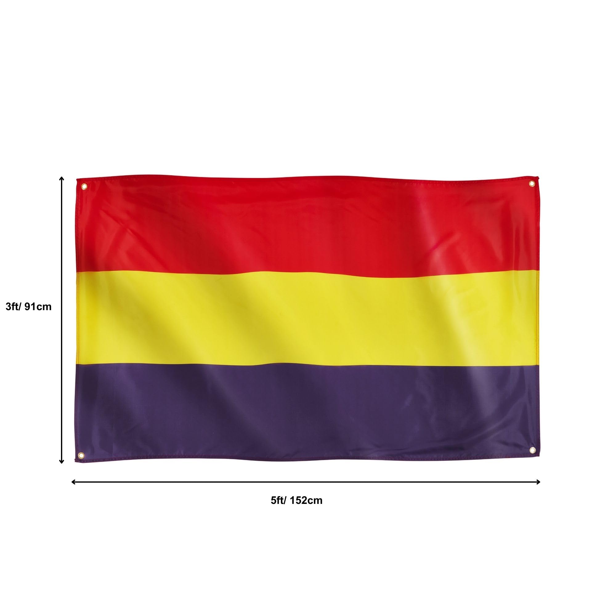 Runesol Spanish Republican Flag, 91x152cm, 3ft x 5ft, 4 Grommets, Eyelet in Every Corner, Tricolour, Republic, Premium Flags - Image 2