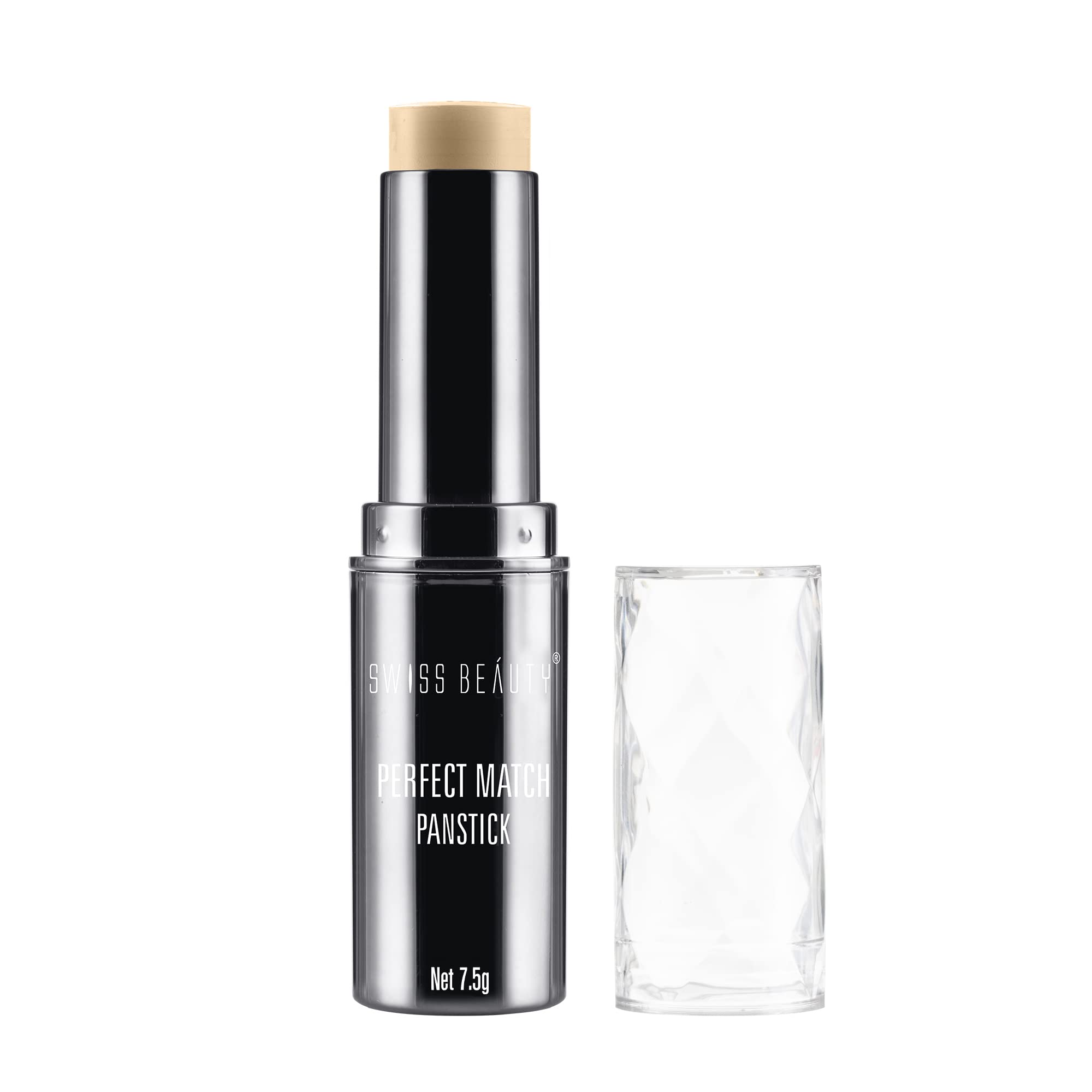 SWISS BEAUTYPerfect Match Panstick Foundation | Lightweight, Full Coverage Foundation With Natural And Dewy Finish For Face Makeup| Easy To Apply With Hand Stick Applicator | Shade-07, 7.5Gm |