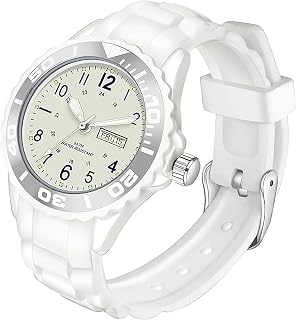 ADSBIAOYE Unisex Waterproof Sports Watch Silicone Strap Analog Quartz with Date Dual Time Zone Easy Read Luminouse Watch