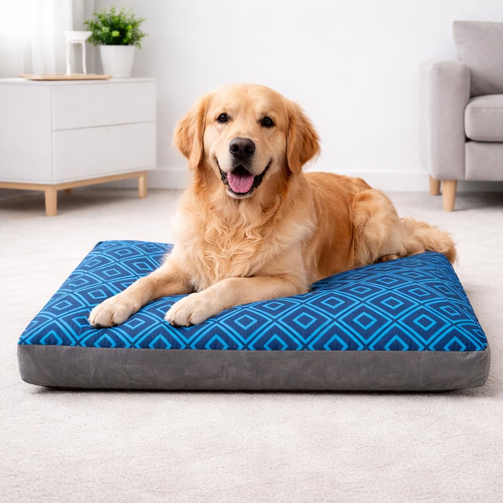 Hometex Luxury Geometric Design Dog Bed Box Pillow - Washable Cover (S, M, L, XL Size) (Small, Diamond)