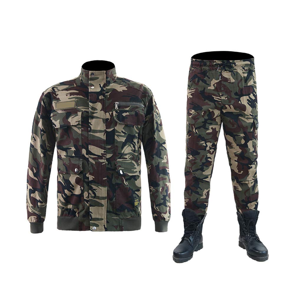 Camice da Lavoro, Giacca Saldatore, Twill di Cotone Camuffare Molteplici Tasche Uniforme da Combattimento Non Sbiadire,L