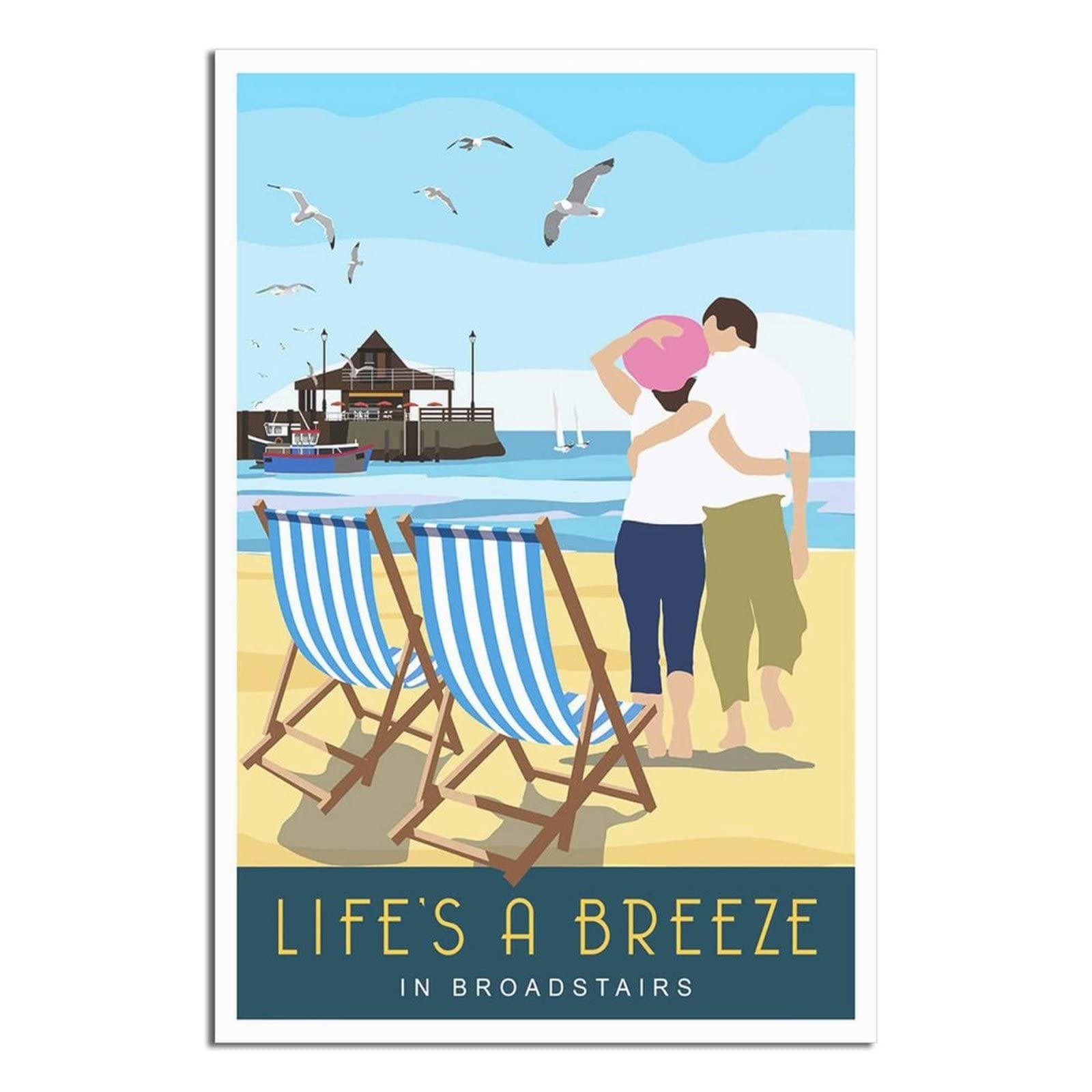 Uejd Unframe-Style Vintage Broadstairs Kent Beach Travel Poster Decorative Posters Modern Bedroom Canvas Art Poster Picture Painting Posters Wall Decor Art Gift