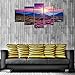 Wieco Art 5 Piece Giclee Canvas Prints Wall Art Large Modern Gallery Wrapped Mountains in Sunrise Artwork Purple Landscape Pictures Paintings Ready to Hang for Bedroom Dining Room Decorations L